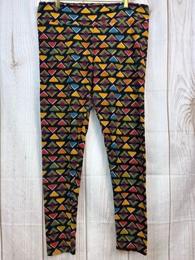 LuLaRoe Leggings Geometric Triangle Buttery Soft Pant Multicolor Sz Tall & Curvy
